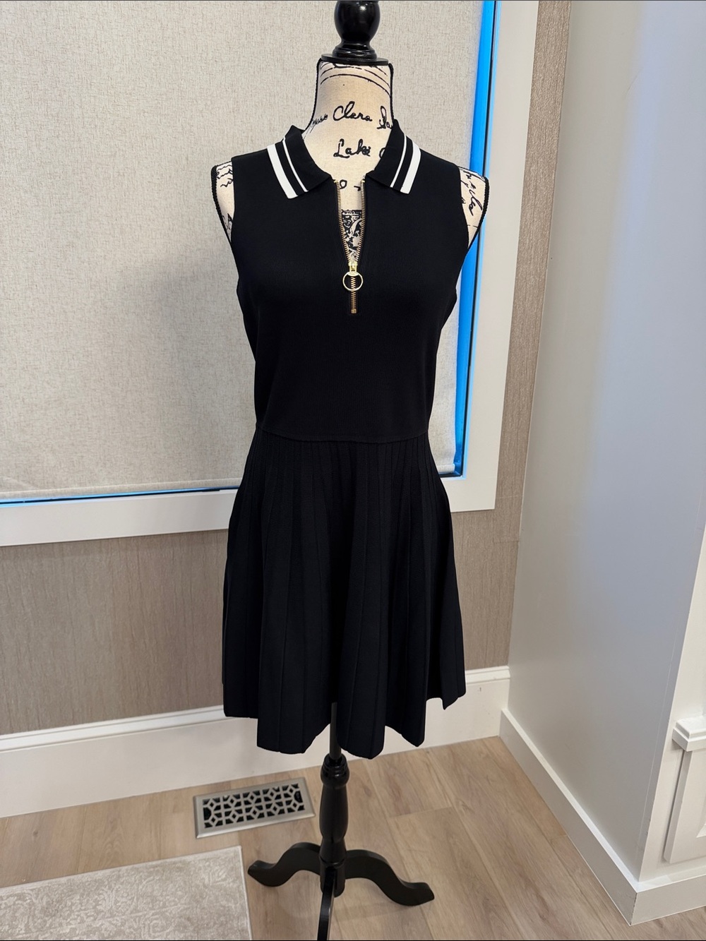 NWT Black Sleeveless Polo Zip-Front Golf/Tennis Dress